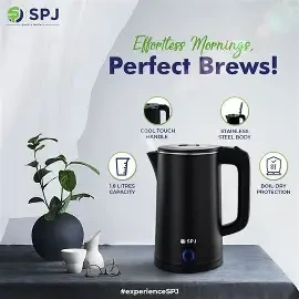 SPJ Original Electric Kettle, 2Ltrs-Black