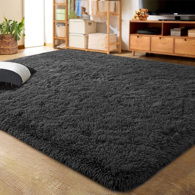 Fluffy Anti-skid Carpets Rugs Black Grey 1.5 * 2 m