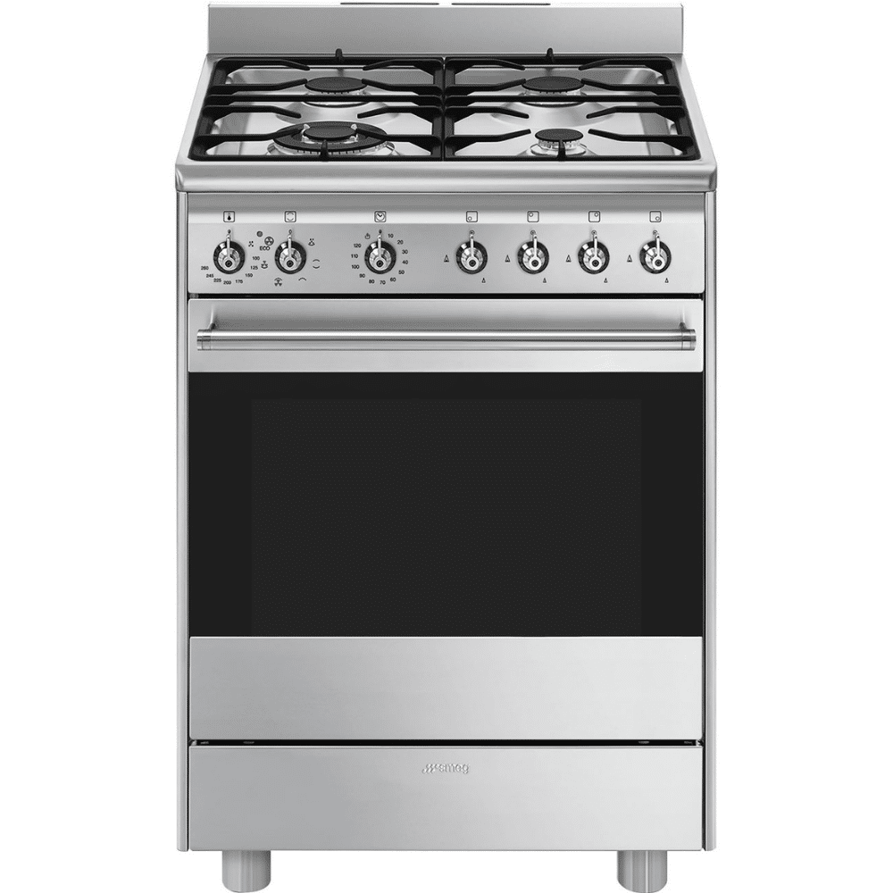 INDESIT Cooker IS67G1PCX 60/60cms Stainless Steel- Full Gas, Enamel Pan Support + Rotesserie