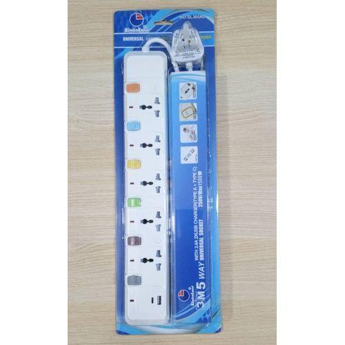 SIMBALAND 5-WAY EXTENSION SOCKET SL305 -WITH USB PORTS