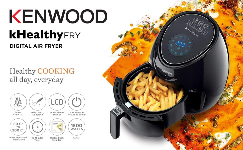 KENWOOD AIR FRYER HFP30BK / WH 3.8L XL CAPACITY - Black 5in1 Fry Grill Broil Roast Bake C Toast 1500W