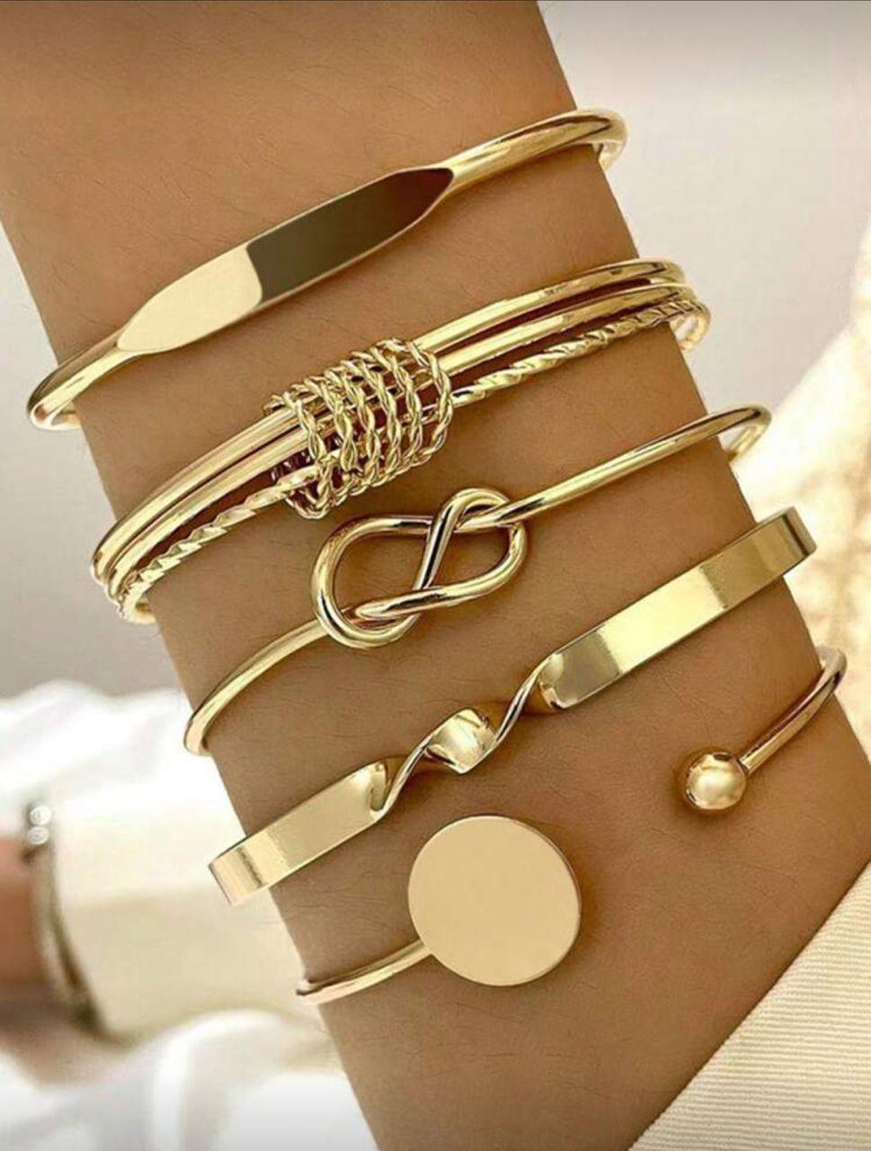 5pcs IPARAM Punk Multilayer Bracelets For Female Elegant Delicate Twist Sparkling Adjustable Bangles Jewelry Couples Gifts