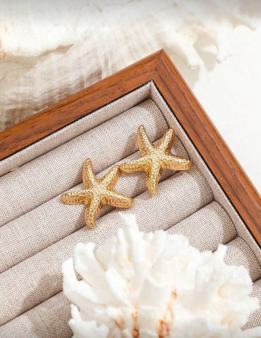 1 Pair Retro Minimalist Ocean Starfish Earrings, Fashionable And Elegant Star Stud Earrings For Women