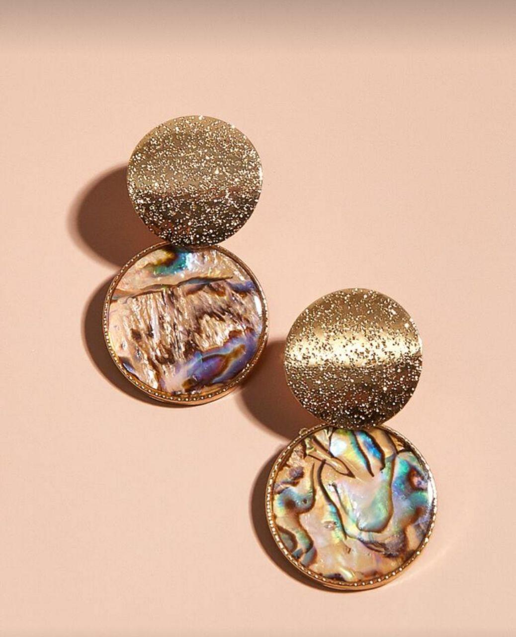 Round Charm Drop Earrings