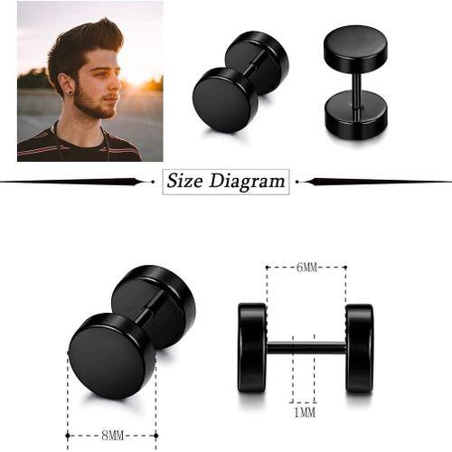 Men Screw Earings - Black