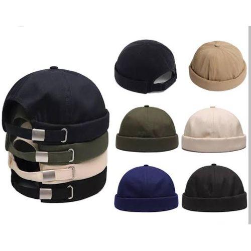 Brimless, SnapBack Caps- Black