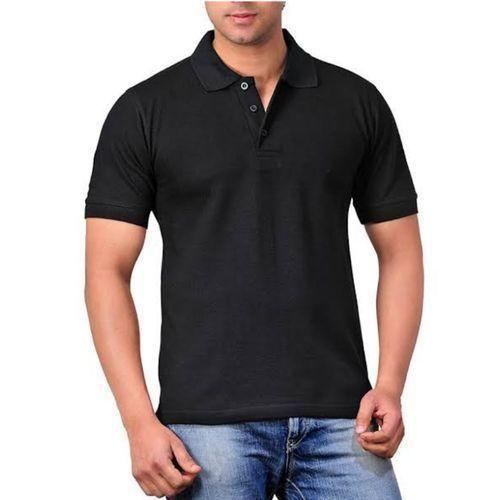 Unisex Collared Plain T-Shirt - Black