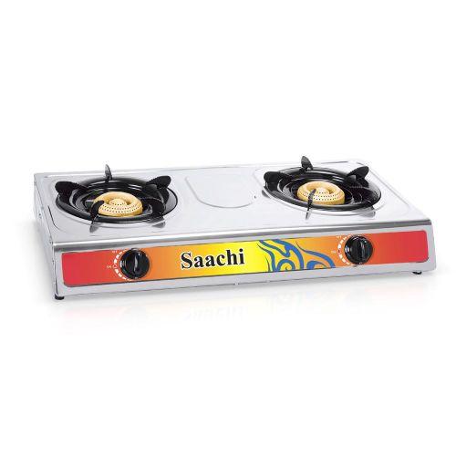 Saachi Double Burner Gas Stove NL-GAS-5220-ST With Automatic Ignition - Silver (1YRS WRNTY)