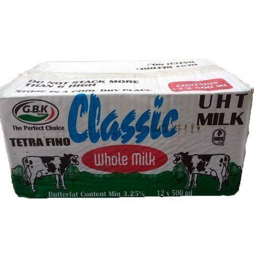Classic UHT Long Life Full Cream Milk – 500ml - 24 Pack– Nutrient-Rich & Shelf-Stable – No Refrigeration Required Until Opened