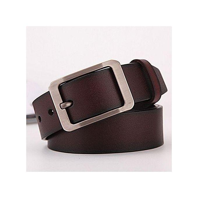 Men’s Classic Faux Leather Belt – Sophisticated Brown Finish – Durable Daily Wear Waist Strap with Polished Metal Buckle