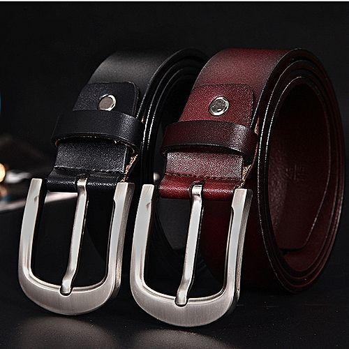 2-Pack Men’s Classic Faux Leather Belts – Black & Brown Duo – Essential Wardrobe Accessory Set – Polished Metal Buckles