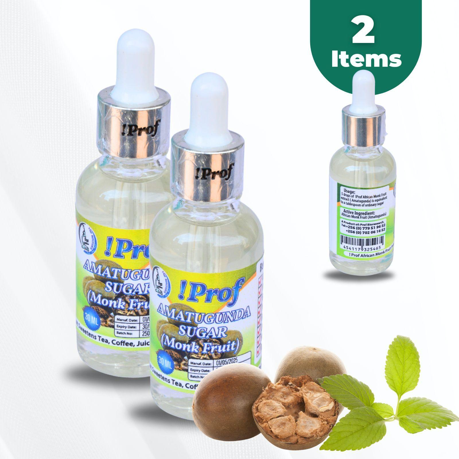 Prof Monk Fruit Sugar Extract (Amatugunda Sugar) 30mls Two Packs – Natural Sweetener