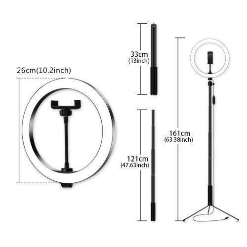 10" (26cm) Dimmable LED Full Set Ring Light With A Tripod Stand - Black/White