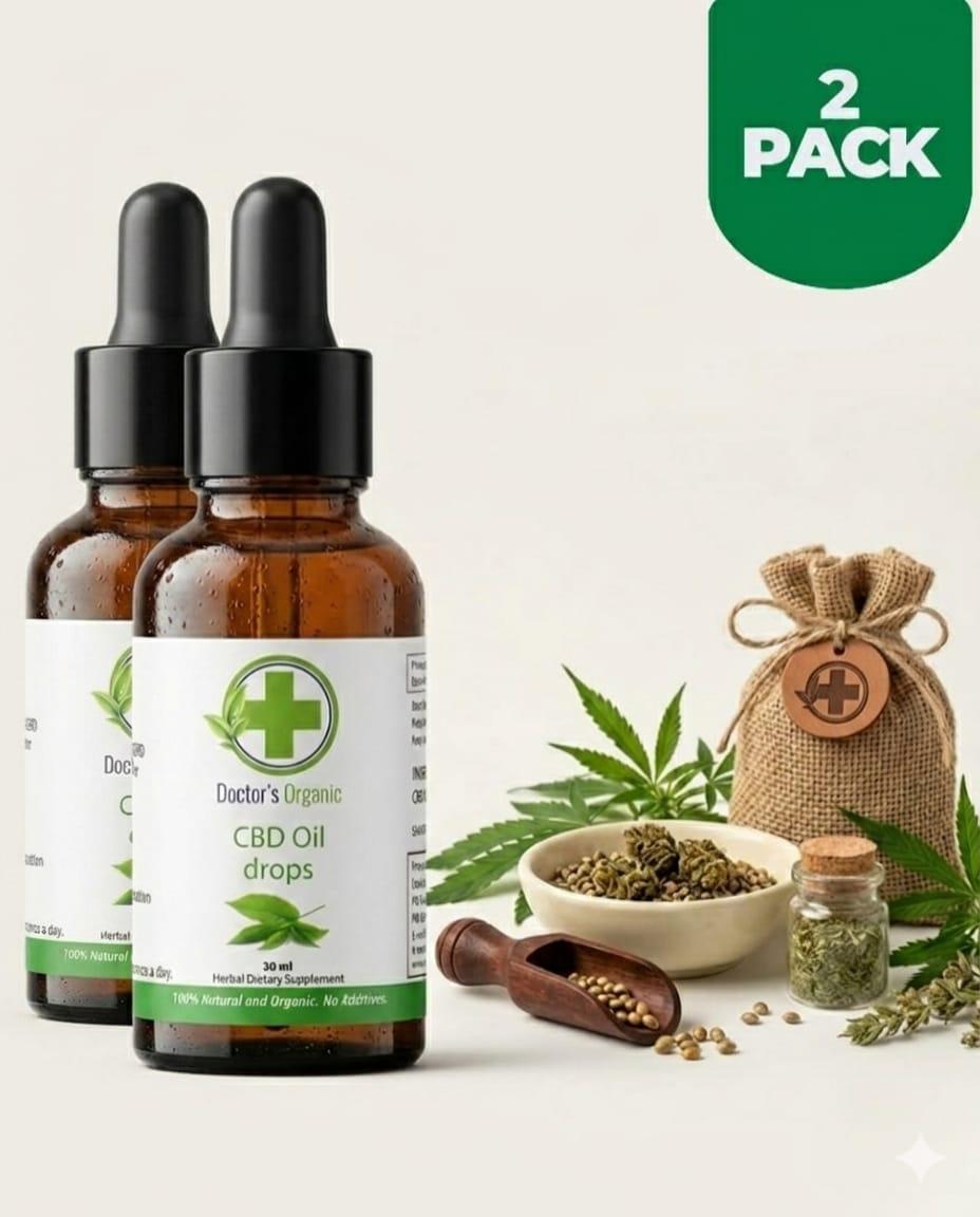 Two Packs CBD Oil Drops 30ml – THC-Free Hemp Extract for Stress Relief, Pain Support, Sleep & Relaxation – Natural Plant-Based Wellness Supplement, Vegan & Non-GMO