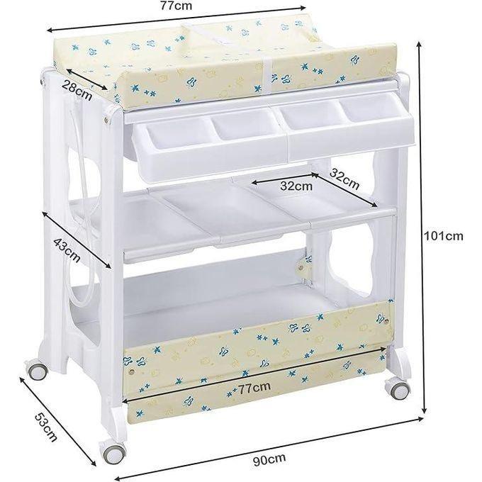 Multifunctional Baby Bath Station Changing Baby Diaper Table 3 in 1 - White