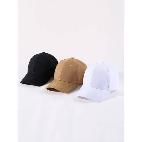 Classic Adjustable Baseball Cap Set Of 3 ( Black, White, Brown/Khaki )