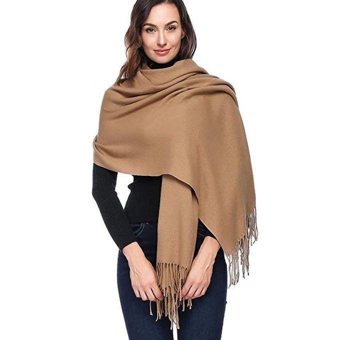 Camel Brown Oversized Tassel Shawl Scarf