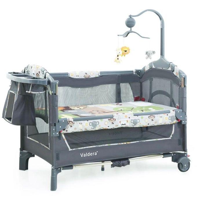 Multifunctional Baby Portable Crib With Changing Table Baby Play Yard Foldable Travel Bed With Net- Multicolour