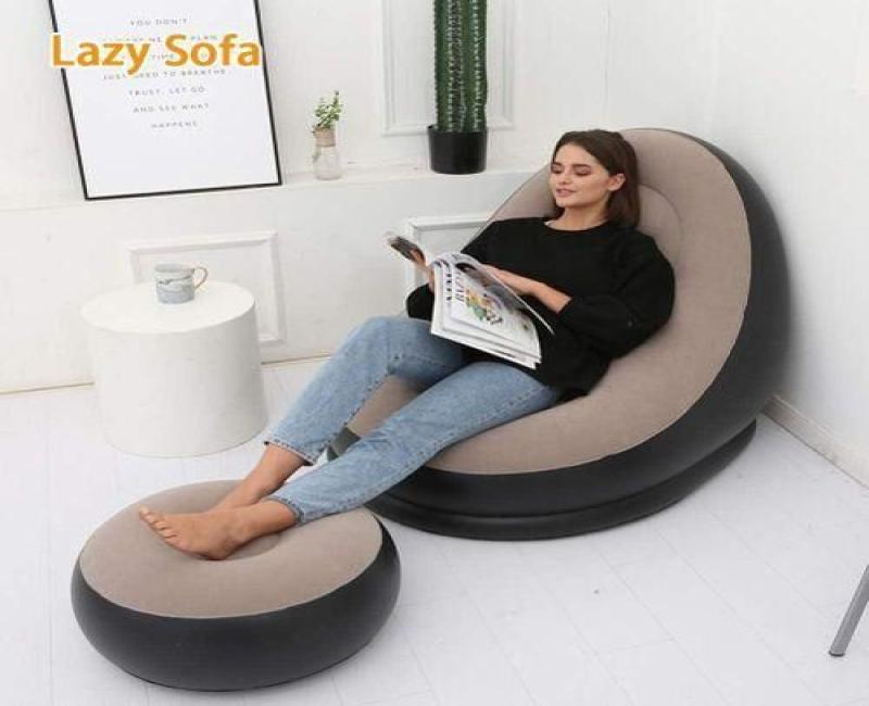 1pc Inflatable Lazy Air Sofa - Multicolor