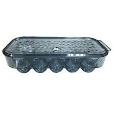 16 Egg Tray Holder For Refrigerator, Stackable Organizer Bin With Lid, Grey.