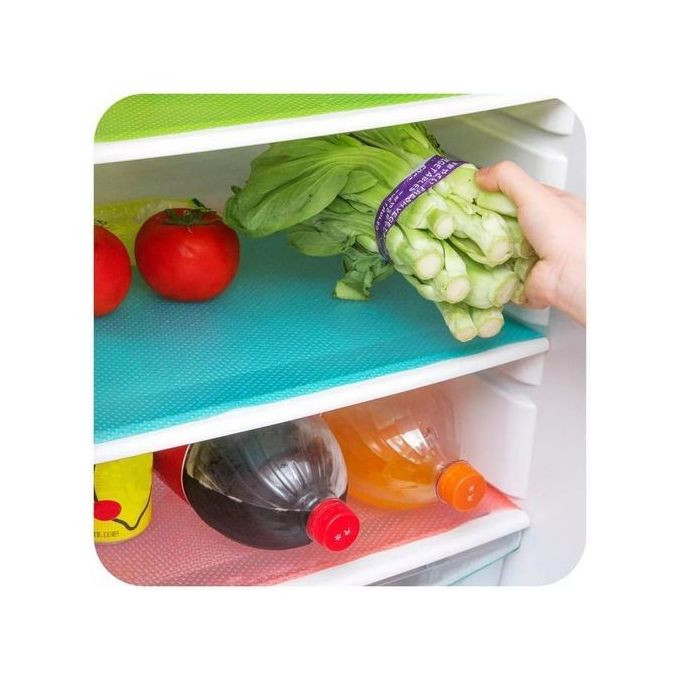 4 Piece Water Proof Liner Fridge Mats- Blue.