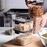 700ml 4-Piece Plastic Transparent Plain Storage Box Tins Containers -Black .