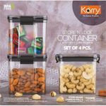 700ml 4-Piece Plastic Transparent Plain Storage Box Tins Containers -Black .