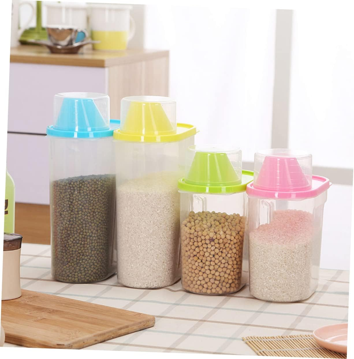 4 Piece Food Storage Containers Tins With Lids,Multi-Colours.