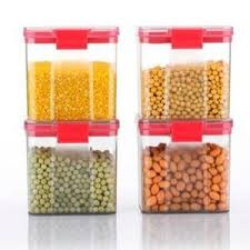 1300ml 4-Piece Plastic Transparent Plain Storage Box Tins Containers -Multi-colour.