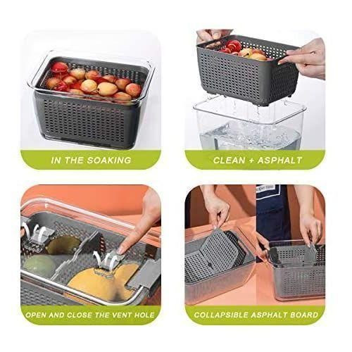 2.72L Refrigerator Organizer Bin Storage Container For Fruits Vegetables-White .