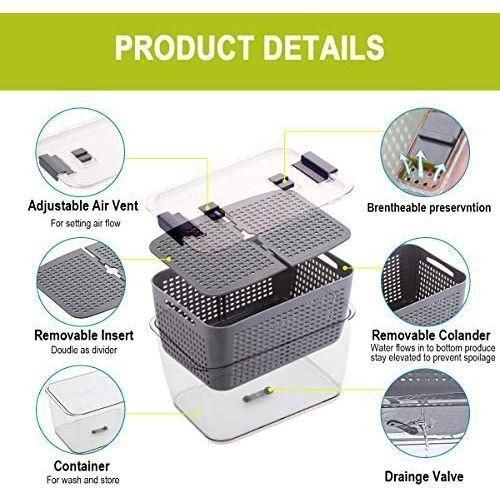 2.72L Refrigerator Organizer Bin Storage Container For Fruits Vegetables-White .
