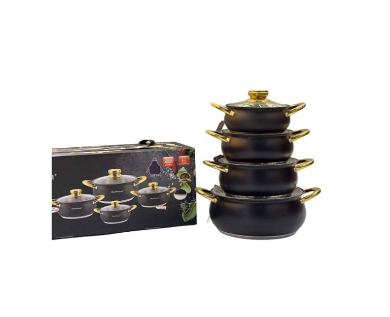 4 Piece Non-Stick Serving Dishes Saucepans Cookware Pots - Black.