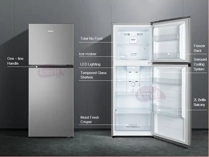 Hisense 266L Fridge RT266N4DGN; Double Door Top Mount Freezer Frost Free Refrigerator – Silver