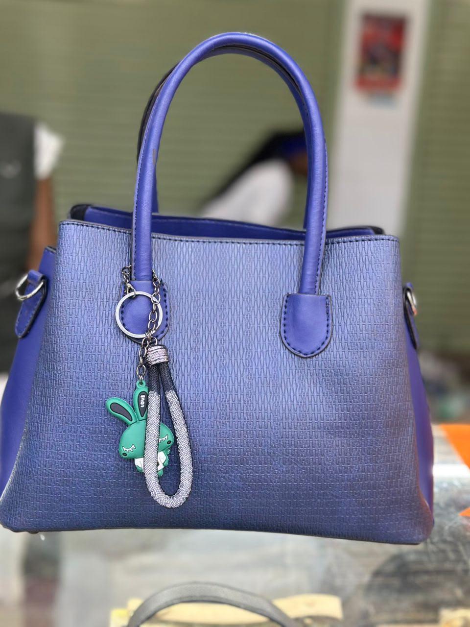 Indigo blue bunny charm handbag